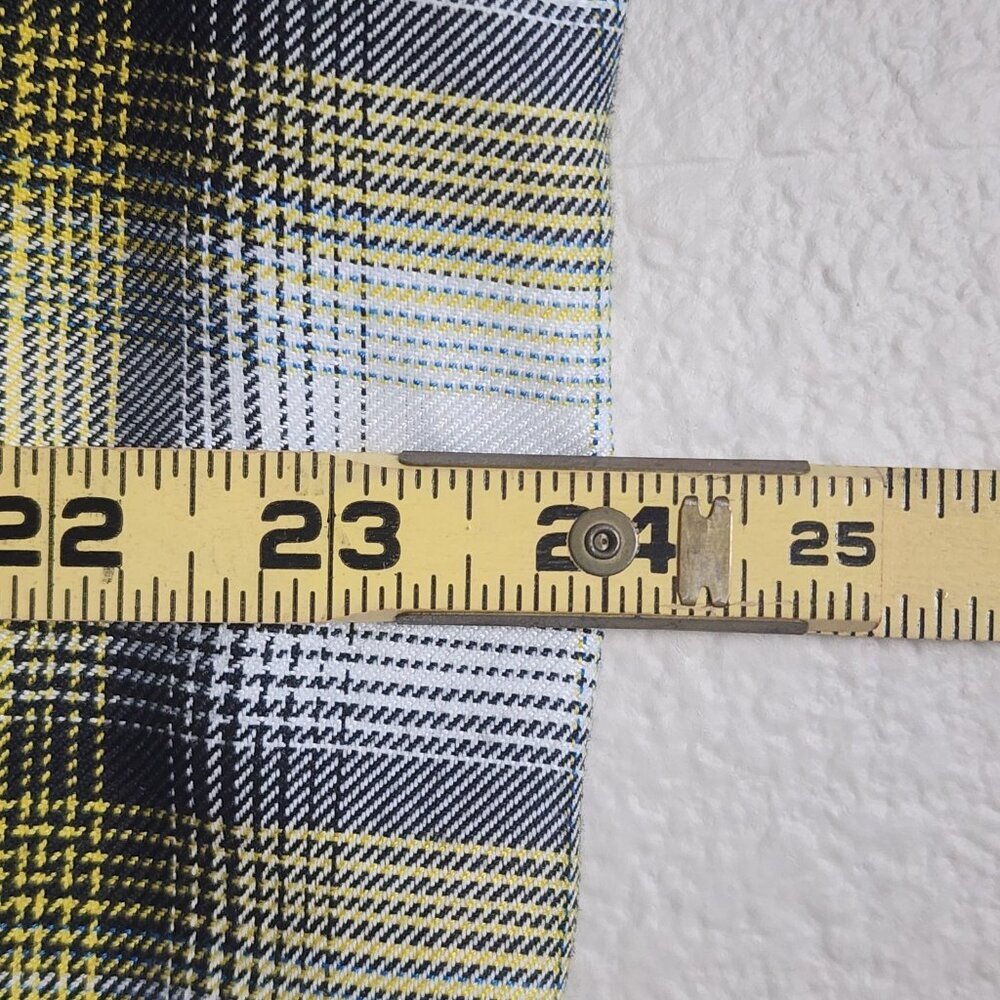 Dixxon Sublime Flannel Shirt Mens Extra Large White Yellow Plaid Snap Button - Picture 11 of 11